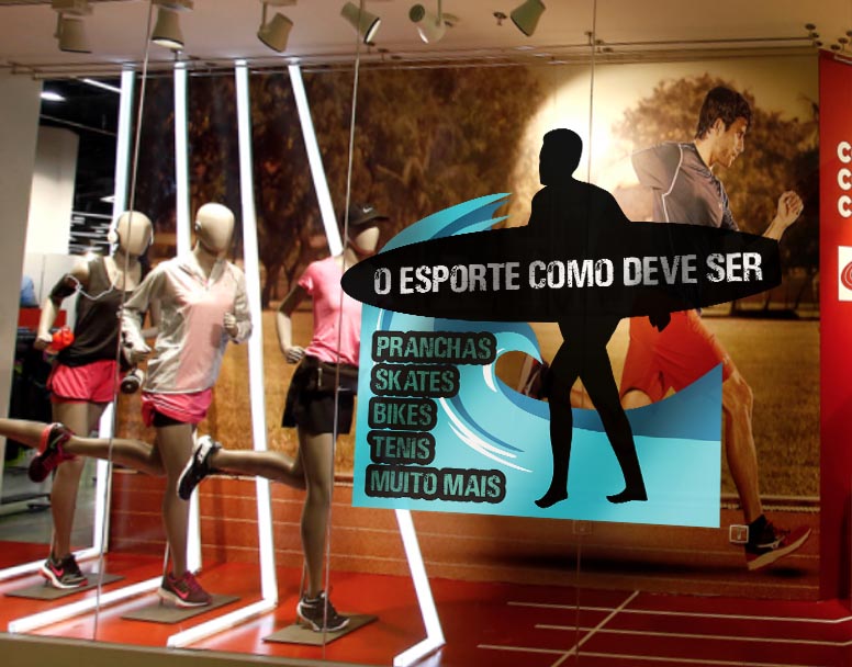 Adesivo de Vitrine - Academia - Esporte como Deve Ser
